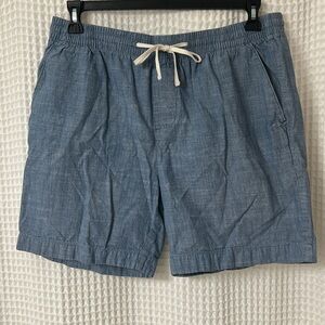 Nautica Large Blue Flat Front Classic Fit Cotton Shorts Elastic Waist